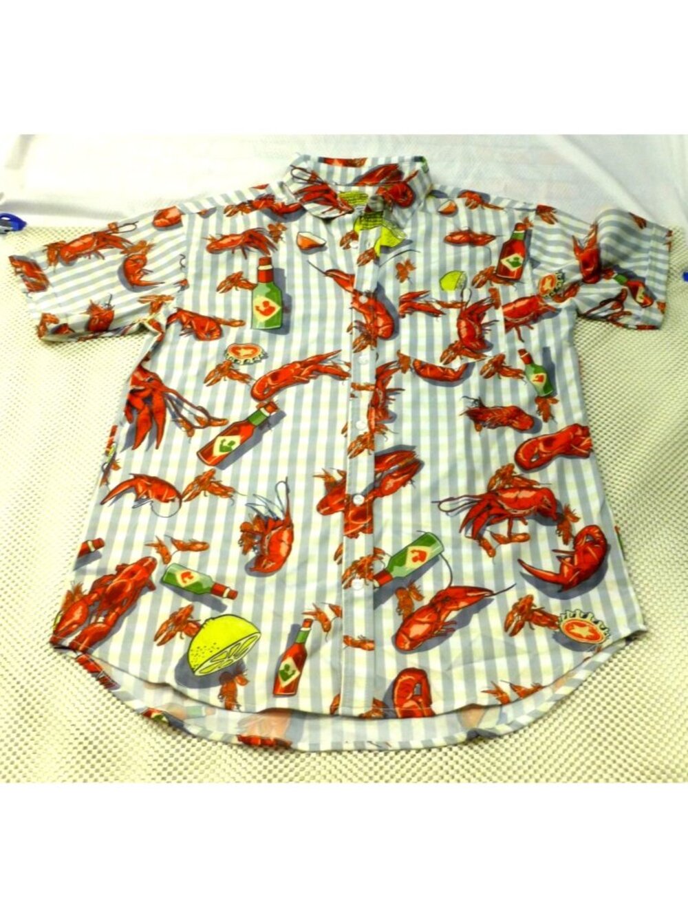 Rowdy Gentleman All Over Crawfish Cajun Print Hawaiian Shirt Large Short Sleeve